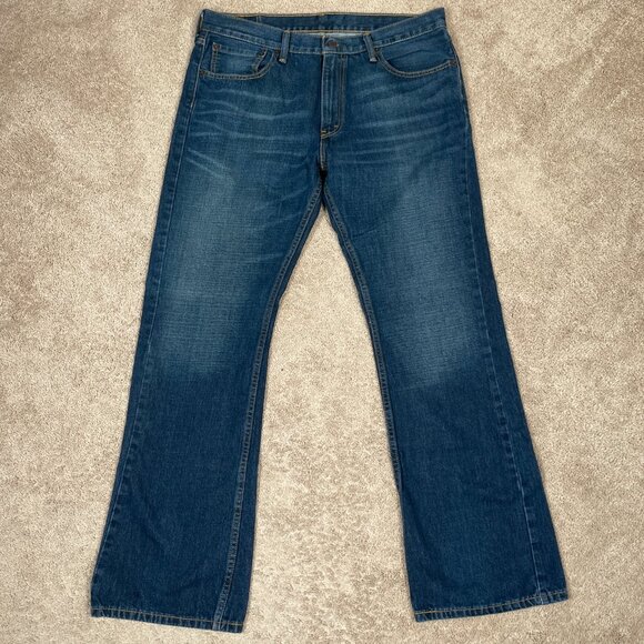 Levis 527 Jeans Mens 36x31 Blue Bootcut Low Rise Dark Wash 100% Cotton Denim - Picture 1 of 9